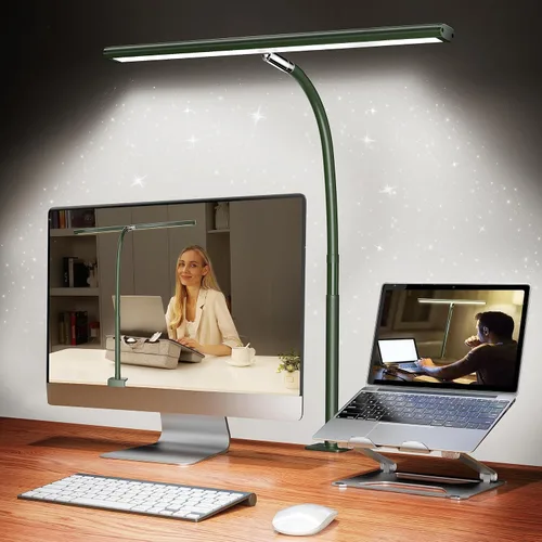 Miniatura 12 de Airlonv Lámpara de escritorio LED para oficina y hogar, luz de escritorio con atenuación continua ajustable y cuello de cisne flexible, lámpara