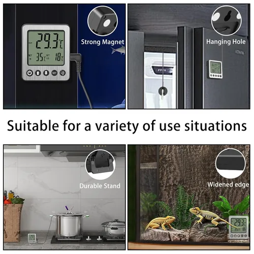 Miniatura 3 de Termómetro para refrigerador, alarma de congelador, termómetro digital para congelador con sensor adicional, alarma de alta y baja temperatura