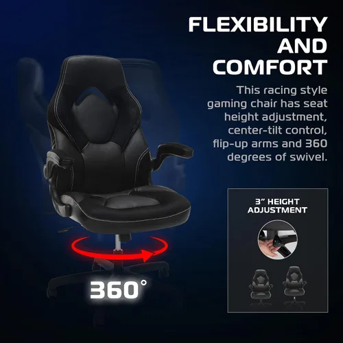 Miniatura 4 de RESPAWN 3085 Silla ergonómica para juegos para adultos, silla de oficina con respaldo alto con reposacabezas y brazos abatibles, asiento de cuero
