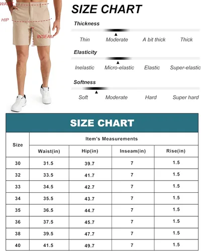 Miniatura 6 de Libin Pantalones cortos de golf para hombre de 7 pulgadas y 9 pulgadas, pantalones cortos de vestir de trabajo, pantalones cortos híbridos casuales