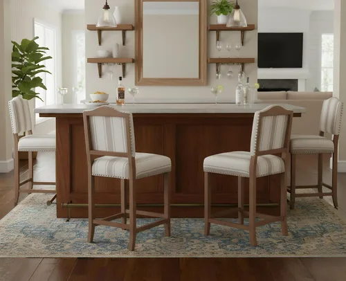 Miniatura 8 de EALSON Farmhouse - Juego de 2 taburetes de bar de cocina de altura de mostrador con respaldo, sillas de bar de madera modernas de mediados de siglo