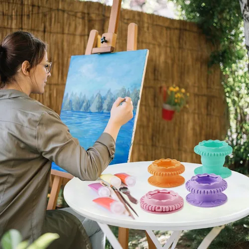 Miniatura 7 de SESENSE Limpiador de pinceles de pintura – Limpiador de pinceles de silicona plegable con paleta y soporte de almacenamiento de 40 pinceles