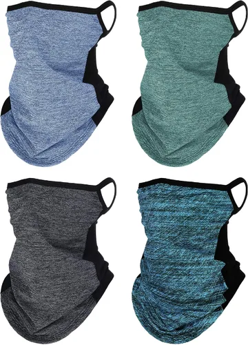 Miniatura 7 de SATINIOR 4 piezas polaina para el cuello con bucles para las orejas, bandana de tela para la cara, máscara para hombres barbudos antideslizantes