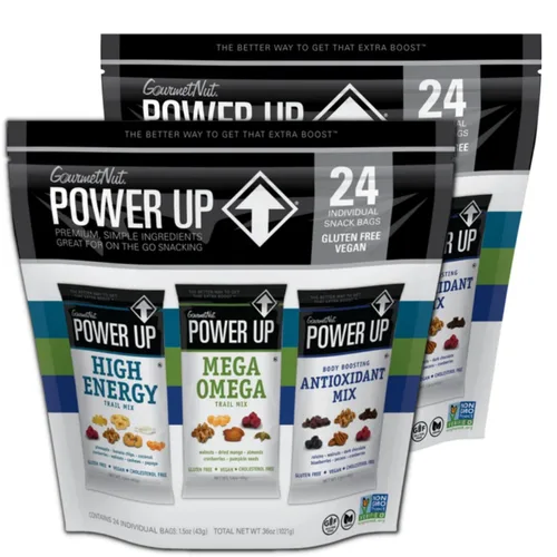 Miniatura 24 de Power Up Mega Omega Trail Mix Gourmet Nut - Bolsa de mezcla de frutos secos, 14 onzas
