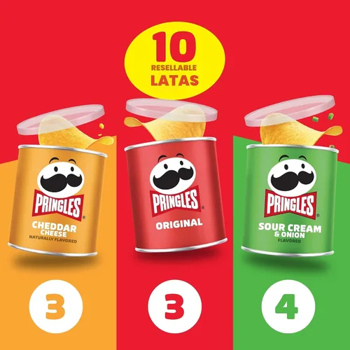 Miniatura 5 de Pringles - Patatas fritas, bocadillos para el almuerzo, paquete de variedad, paquete de 13.7oz (10 latas)