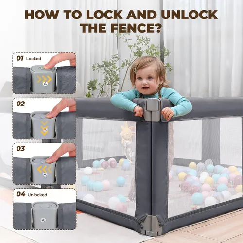 Miniatura 6 de Dripex Corralito para bebés, corralito pequeño de 47×47 pulgadas para bebés, corralito de juegos para bebés con mayor seguridad