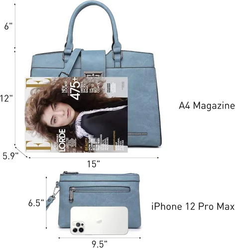 Miniatura 3 de Dasein Bolsos de mano para mujer, monederos con monograma, bolso grande para mujer, bolso de hombro, bolsa de trabajo con asa superior, juego de 2