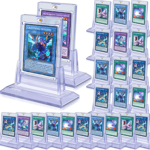 24 portadores de tarjetas magnéticos para cartas coleccionables, portadores de cartas de béisbol de acrílico de 35pt con 24 soportes para cartas,