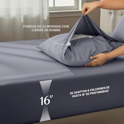 Miniatura 4 de Utopia Bedding Juego de sábanas Queen – Sábanas de 4 piezas para cama tamaño Queen, microfibra suave y transpirable, incluye 1 sábana bajera, 1 Gris
