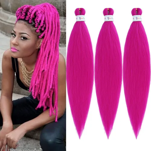 Miniatura 13 de Cabello para Trenzar Naranja Jengibre Pre-Estirado Kanekalo Cabello para Trenzar Pre-estirado 26 pulgadas Extensiones de Cabello Sintético