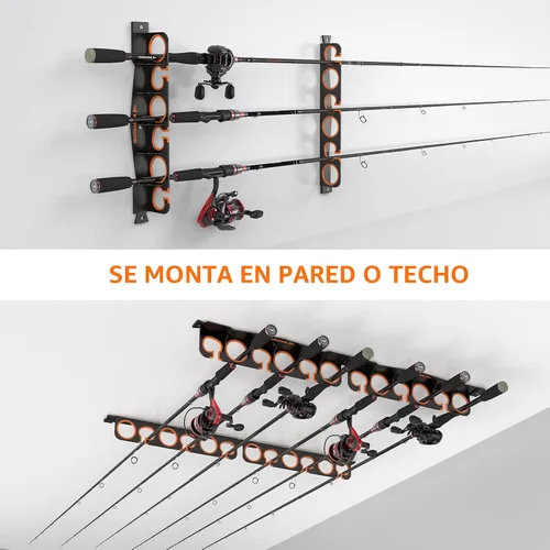 Miniatura 6 de KastKing SafeGuard - Soporte para caña de pescar para garaje, pared o techo, organizador de almacenamiento para caña de pescar, soporte para caña