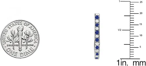 Miniatura 4 de Dazzlingrock Collection Pendientes de aro redondos de oro de 14 quilates con zafiro azul y diamante blanco para mujer