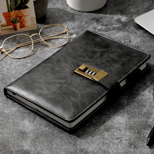 Miniatura 7 de CAGIE Diario con candado para hombre, recargable, 192 páginas forradas, diario bloqueado con bolígrafo, diario A5 con cerradura para escribir regalo
