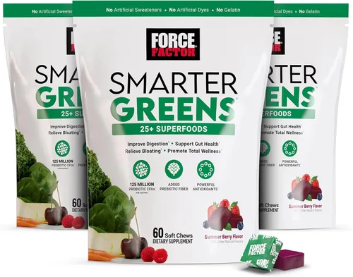 Miniatura 11 de Force Factor Smarter Greens Superfood - Masticables, verduras y superalimentos para apoyar la salud intestinal, la hinchazón y la digestión