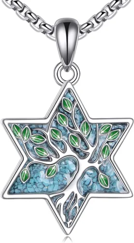 Miniatura 19 de ONEFINITY Collar de plata de ley 925 con diseño de árbol de la vida con colgante de nudo celta de concha de abulón para mujer