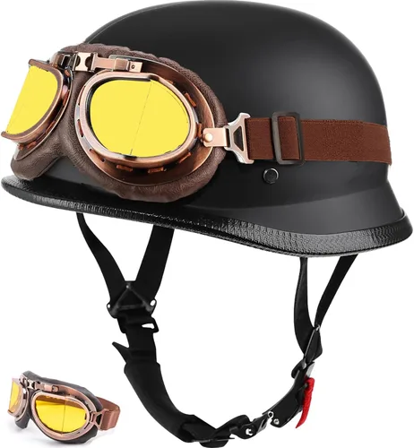 Miniatura 10 de Casco de motocicleta medio con estilo alemán Casco de media carcasa para motocicletas