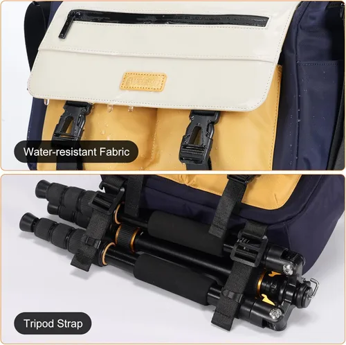 Miniatura 7 de Cwatcun Bolsa de mensajero para cámara – Bolsa impermeable compacta para hombro DSLR para Canon/Nikon/Sony, bolsa ligera de viaje y fotografía