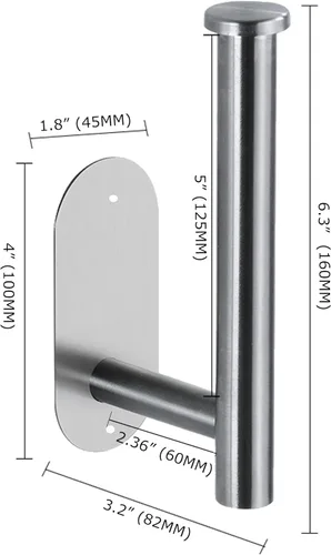 Miniatura 7 de Soporte de papel higiénico, autoadhesivo o perforado, opcional SUS 304, de acero inoxidable, montado en la pared, soporte de papel higiénico