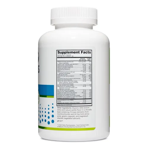 Miniatura 3 de NutriBiotic Multivitaminas y minerales, cápsulas de 180 unidades (anteriormente hipoalergénicos) 72 oligoelementos puros en una base de clorella