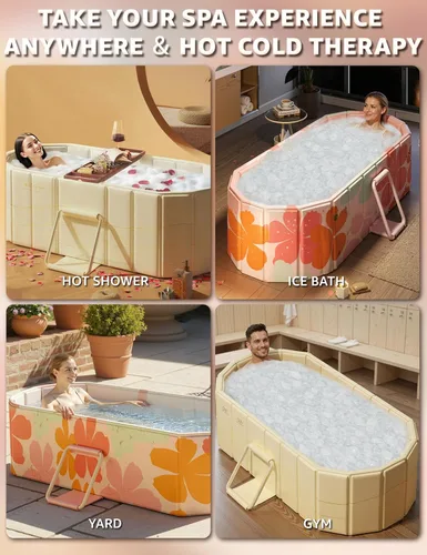 Miniatura 6 de Bañera portátil de hielo – Bañera plegable para ducha de adultos, baño, spa caliente, bañera de inmersión fría, bañera independiente
