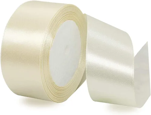 Miniatura 45 de Cinta de satén beige de 1 pulgada x 25 yardas, cinta de tela de color sólido para envoltura de regalos, manualidades, fabricación de lazos