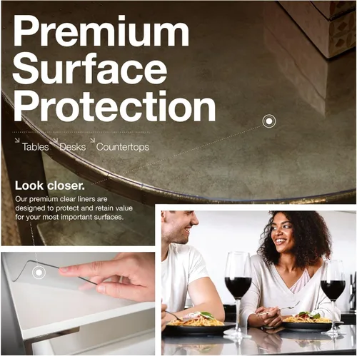 Miniatura 2 de Protector de mesa transparente, fabricado en EE. UU., seguro, 12 x 24 pulgadas, 2 mm de grosor, vinilo ultra suave, protector de mesa transparente