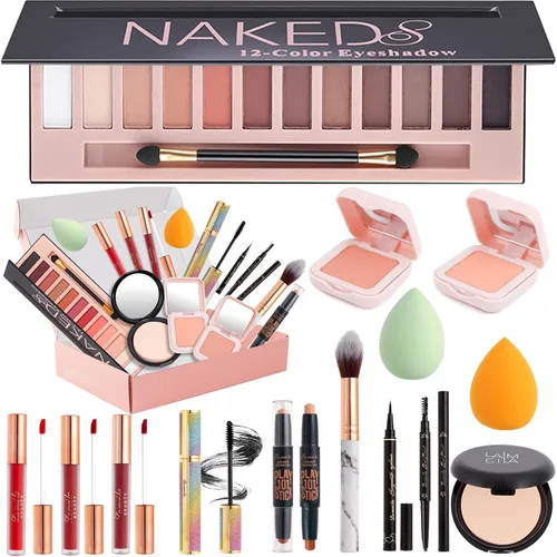 Kit completo de maquillaje para mujer, juego de maquillaje profesional, incluye paleta de sombra de ojos de 12 colores y múltiples cosméticos, juego