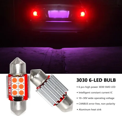 Miniatura 3 de Phinlion - Bombilla superbrillante DE3175 LED púrpura 3030 6-SMD, Festoon 1.25" 31 mm, DE3021 DE3022, bombillas LED miniatura