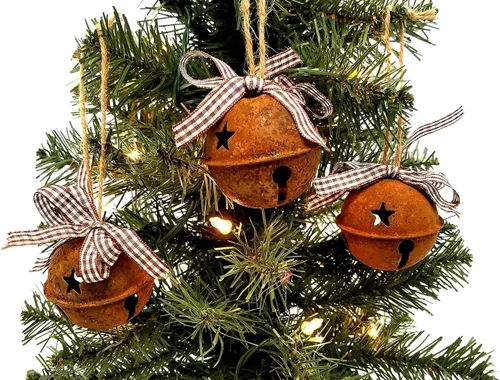 Miniatura 2 de Campanas de hierro envejecido con recortes en forma de estrella para Navidad, decoración de manualidades en el hogar