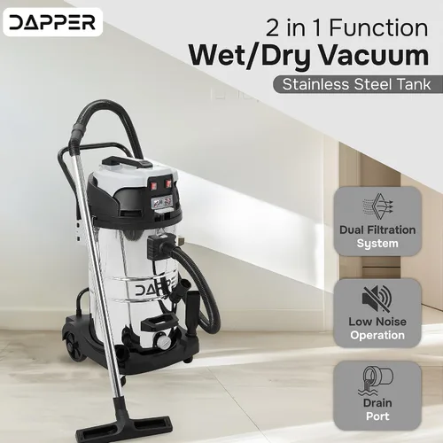 Miniatura 3 de Dapper Supply Aspiradora húmeda/seca de 10 galones 4.0 HP de potencia máxima, tanque de acero inoxidable, función 3 en 1 aspiradora portátil