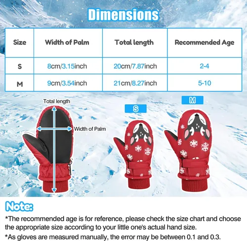 Miniatura 7 de MoKo Manoplas de esquí para niños, guantes de esquí aislados impermeables para niñas y niños, guantes de nieve de invierno para niños