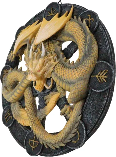 Miniatura 5 de Ebros Gift Wicca Neo Paganism Sabbats Rueda del Año Fantasía Dragón con Símbolos Sagrados Decoración de Pared Escultura por Anne Stokes Dragons