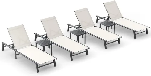 Miniatura 22 de Tumbona de Aluminio para Exteriores - Silla de Descanso Plegable y de Montaje Libre para Exteriores con 5 Respaldos Ajustables, Silla de Patio