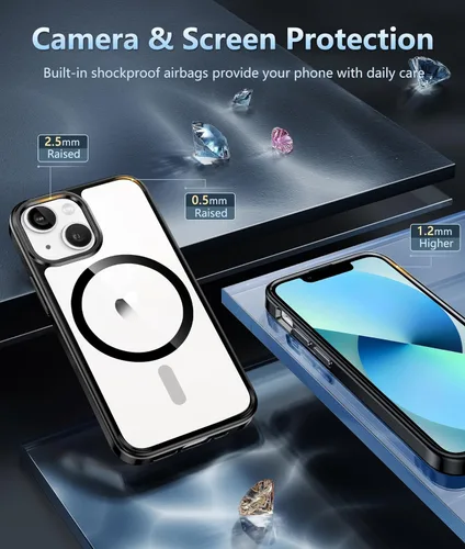 Miniatura 351 de FNTCASE Funda para iPhone 13 Pro-Max: Fundas magnéticas transparentes compatibles con Magsafe Slim anti amarillamiento protección contra caídas