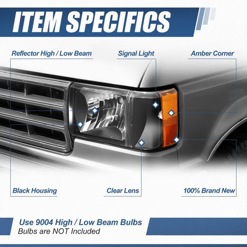 Miniatura 2 de Auto Dynasty Conjunto de faros delanteros compatible con Ford Bronco F-150 F-250 F-350 1987-1991, reemplazo de faros halógenos del lado