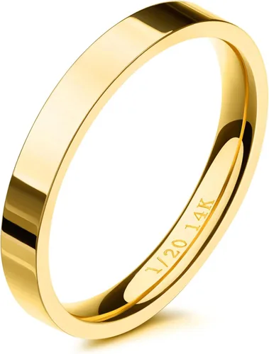 NOKMIT Anillos rellenos de oro de 14 quilates de 0.118 pulgadas para mujeres y niñas, banda apilable de oro fino, anillo de dedo meñique para