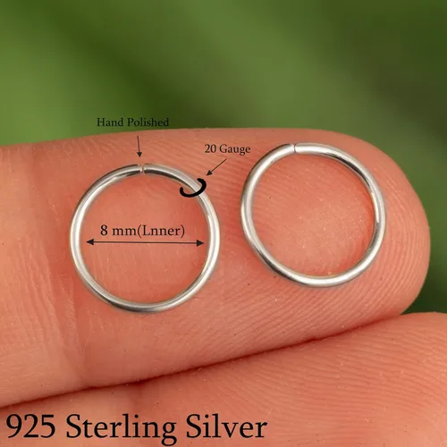 Miniatura 111 de Aretes de aro de oro de plata – Aretes de aro para mujer, dos piezas de aros de plata fina rellenos de oro, aro de hélice, anillo de tragus, aro