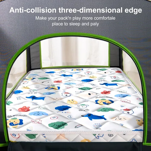 Miniatura 7 de Colchón Pack and Play, 38 x 26 pulgadas, colchón reforzado de tela de algodón de alta calidad para patio de juegos, se adapta a Graco & Baby Trend