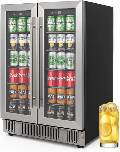 Miniatura 8 de DOGHLY Refrigerador de bebidas, mini refrigerador para 24 latas, puerta sólida para bebidas, refrescos, cerveza o vino, refrigerador pequeño