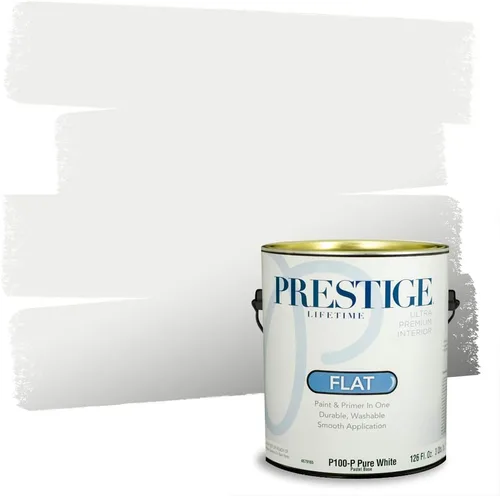 Miniatura 18 de Prestige Paints - Pintura y sellador 2 en 1 para exteriores, 1 galón, plana, similar a Sherwin Williams Snowfall, P100-P-SW6000