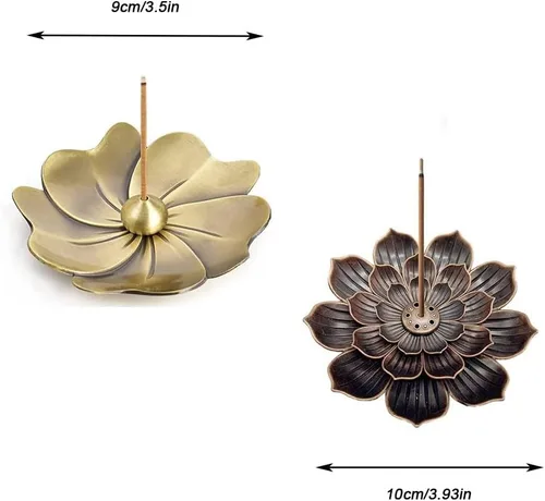 Miniatura 4 de 4 soportes para quemador de incienso de latón Lotus, quemador de sándalo, incensario para el hogar, estudios de yoga, budismo, capuchina, incienso