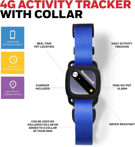 Miniatura 5 de Honeywell Rastreador de actividad para mascotas con GPS para perros, azul - Usa tu collar o incluye talla única, para todos los cuello, geo-cercado