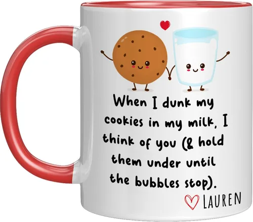 When I Dunk My Cookies In My Milk I Think Of You - Novelty Coffee Mug White and Many Cute Colors - Funny Gift for Birthday Christmas Thanksgiving