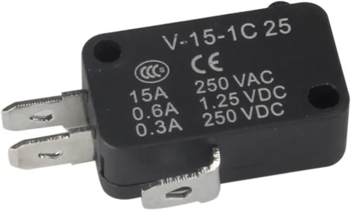 Miniatura 2 de HEXEH Interruptor de límite V-15-1C25 Negro de tamaño pequeño Mini Punto Acción/Límite/Carrera/Interruptor de viaje Cobre (10 piezas)