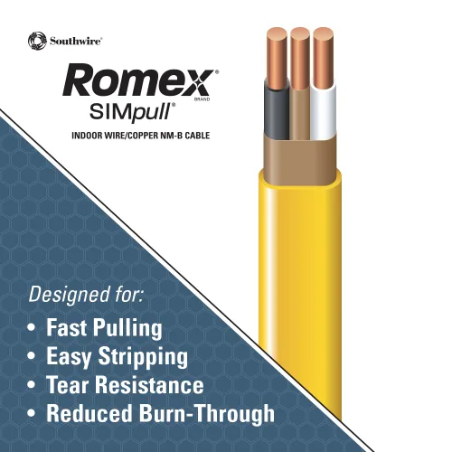 Miniatura 6 de Southwire Romex marca Simpull cable sólido para interiores 12/2 con toma a tierra NMB, 15.24 m, carrete - SW# 28828222