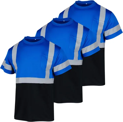 FONIRRA Paquete de 3 camisas reflectantes de seguridad de alta visibilidad para hombres de alta visibilidad para trabajo de construcción con manga