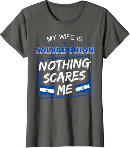 Miniatura 10 de Camiseta con la bandera de raíces salvadoreñas de El Salvador My Wife Is Salvadoran Roots, Negro