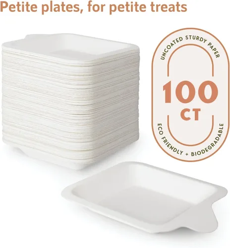 Miniatura 2 de Upper Midland Products Platos de papel pequeños de 4 a 4 pulgadas, platos de postre de papel biodegradables Blanco (blanco - 100)