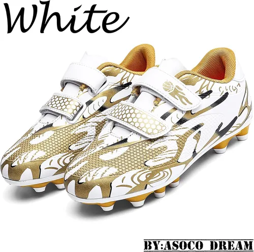 Miniatura 2 de ASOCO DREAM Zapatos de fútbol para niños y niñas zapatos de fútbol para suelo firme para jóvenes profesionales atléticos para exteriores e interiores