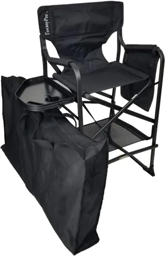 Miniatura 10 de Silla de directores alta profesional portátil con bandeja lateral, nombre personalizado/logotipo impreso, altura del asiento de 29 pulgadas